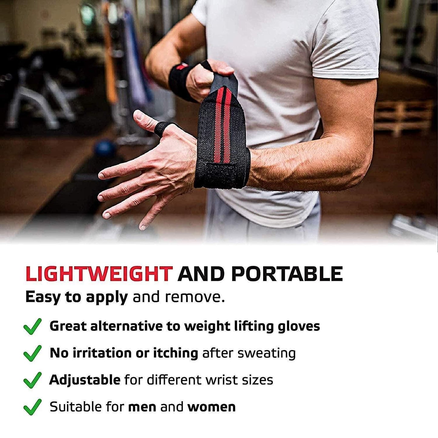 MAH FITGEAR Wrist Band Straps with Thumb Loop for Gym (Pack of 1) | Heavy Duty Wrist Support for Weightlifting & Strength Training