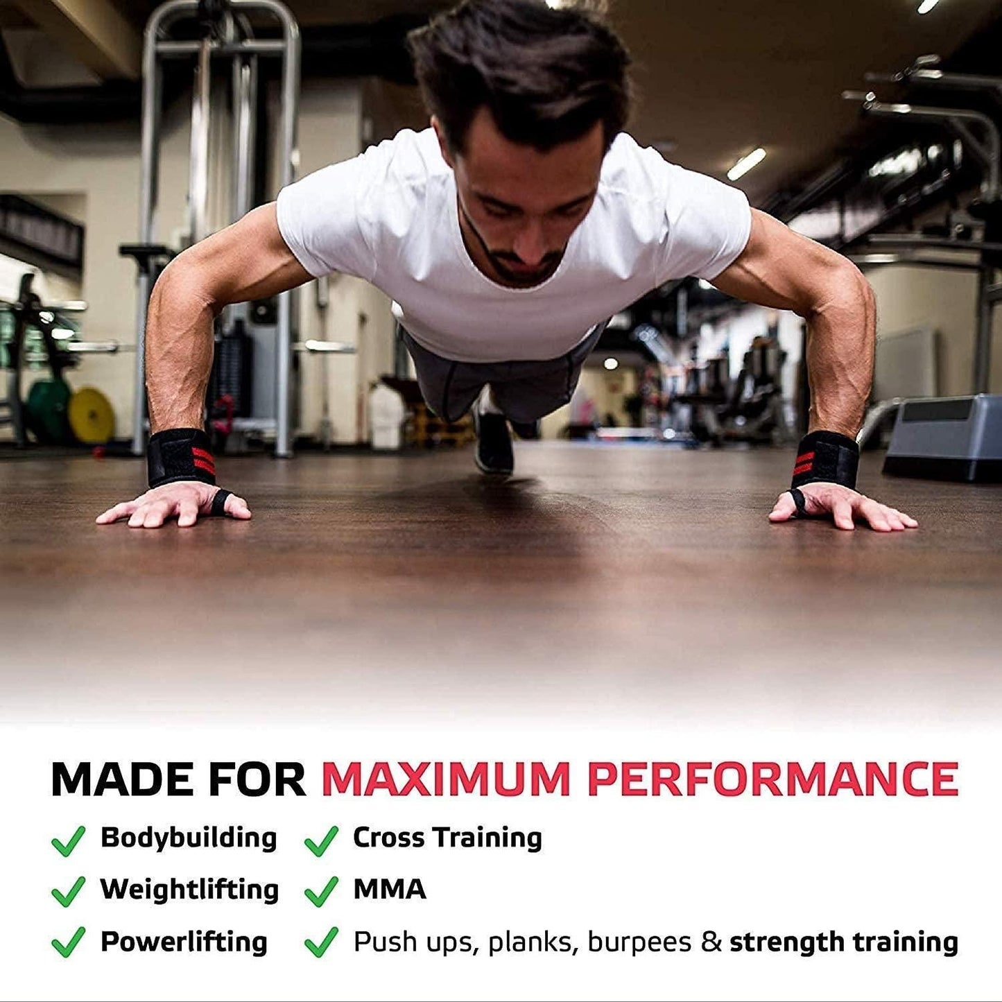 MAH FITGEAR Wrist Band Straps with Thumb Loop for Gym (Pack of 1) | Heavy Duty Wrist Support for Weightlifting & Strength Training