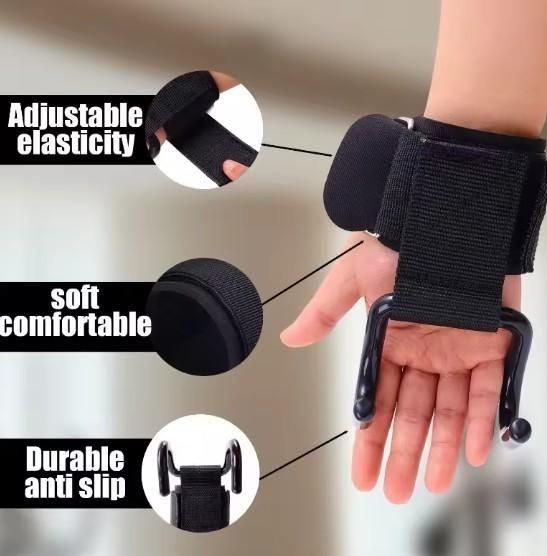 MAH FITGEAR Weight Lifting Rod Hooks Wrist Support (Pair of 1) | Heavy Duty Gym Wrist Strap for Deadlifts & Strength Training