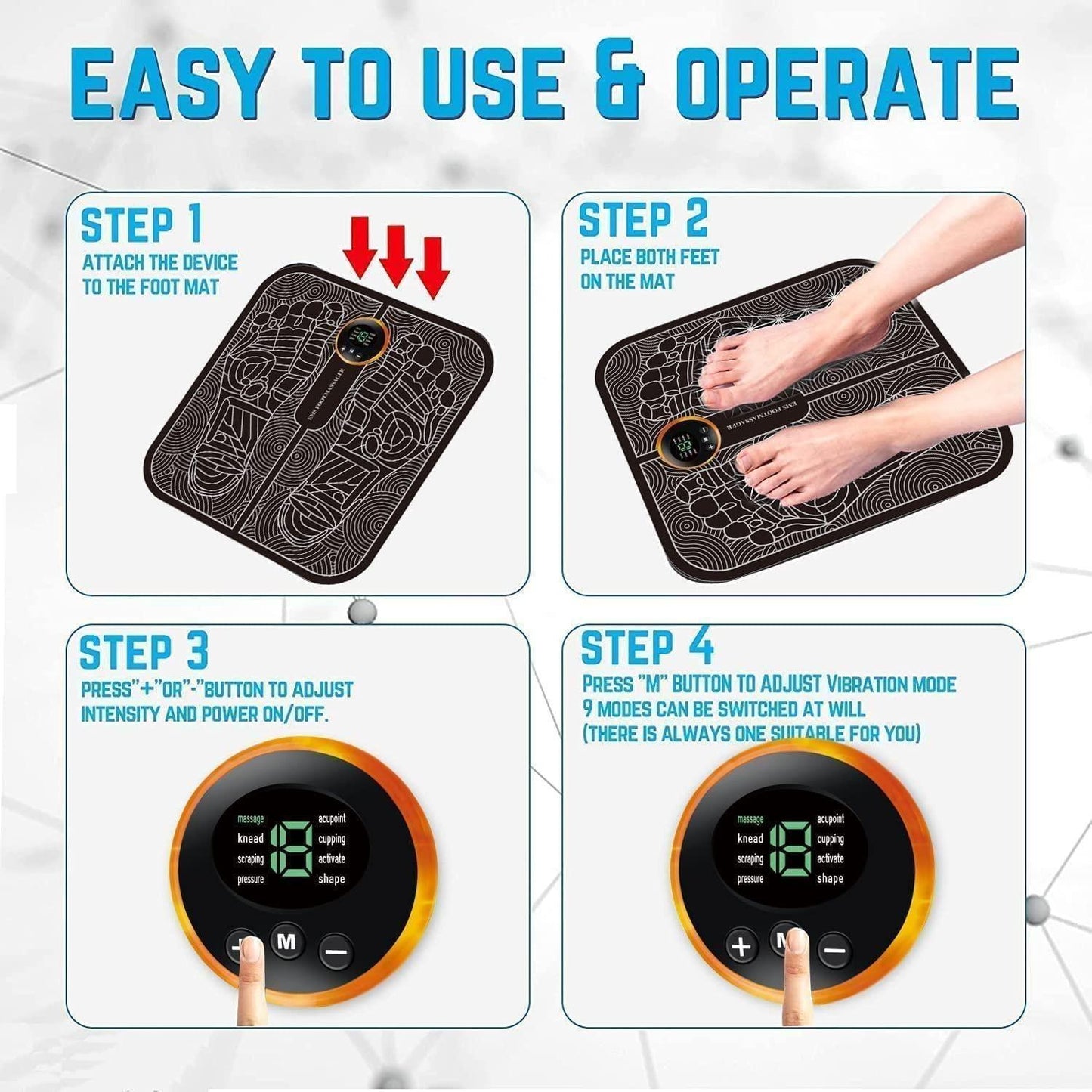 MAH FITGEAR Foot Massage Pain Reliever | Wireless Electric EMS Foot Massager for Relaxation & Stress Relief