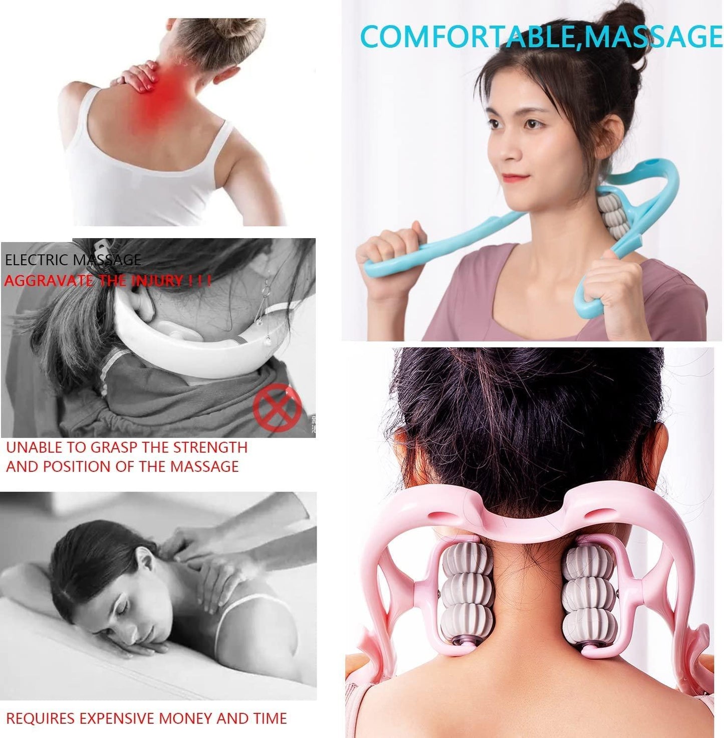 MAH FITGEAR 6-Wheel Dual Pressure Point Cervical Neck Massager | Pinpoint Roller Massage Tool for Neck, Spine & Stress Relief