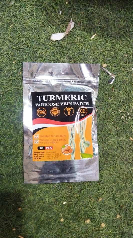 MAH FITGEAR Turmeric Varicose Vein Patch (Pack of 10) | Herbal Relief Patch for Pain, Swelling & Blood Circulation